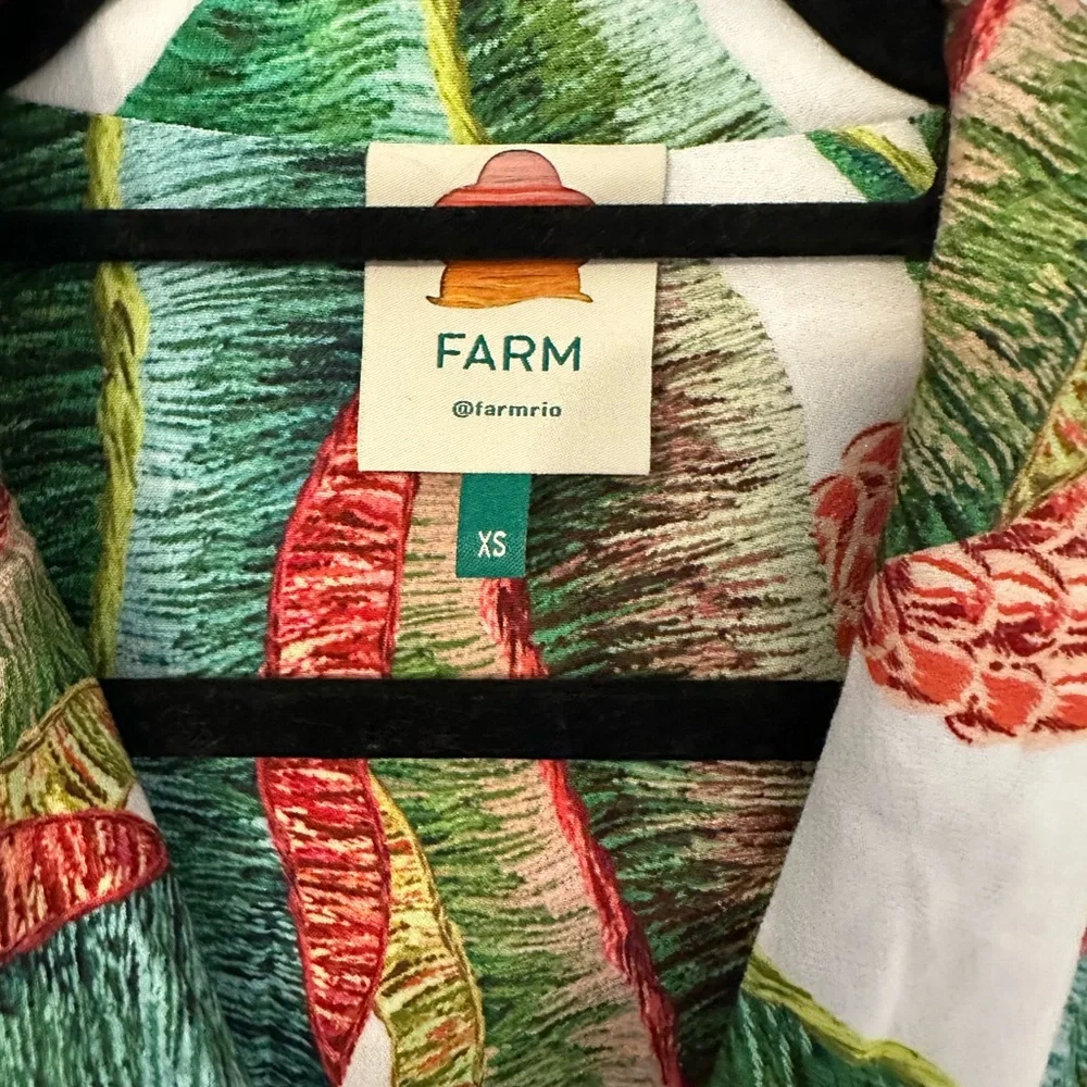 Long Sleeve Maxi Dress with Tropical Pineapple Print - Green/White/Coral - Picture 3 of 8